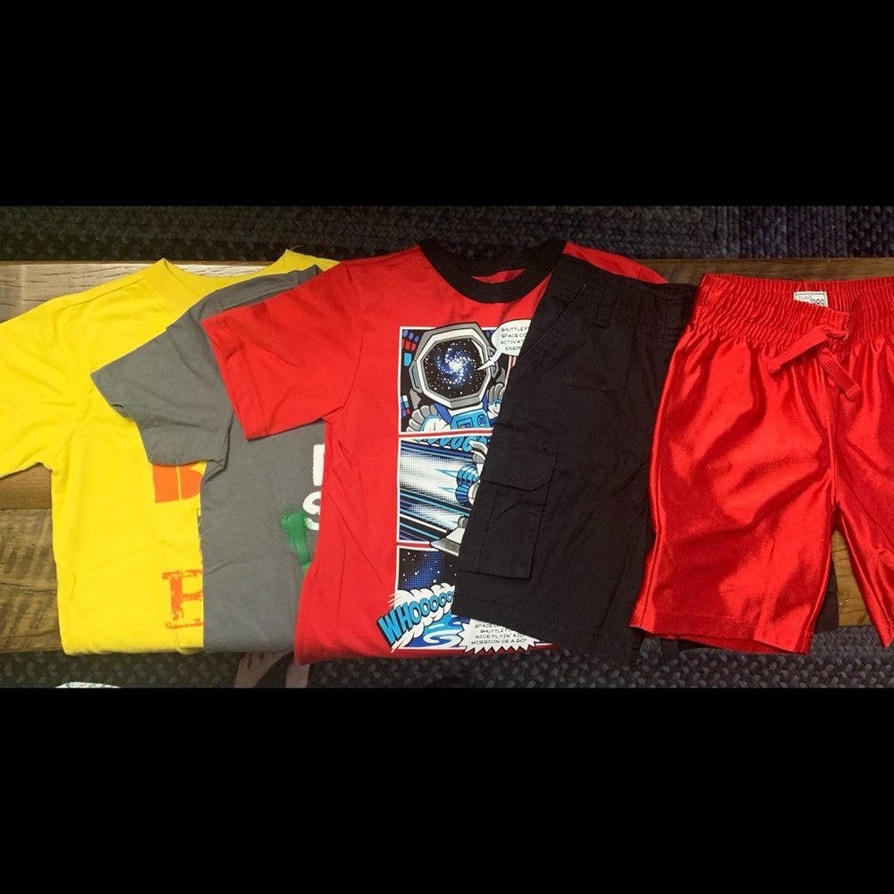 NEW.  3 Boys Shirts & 2 Shorts. Size 4